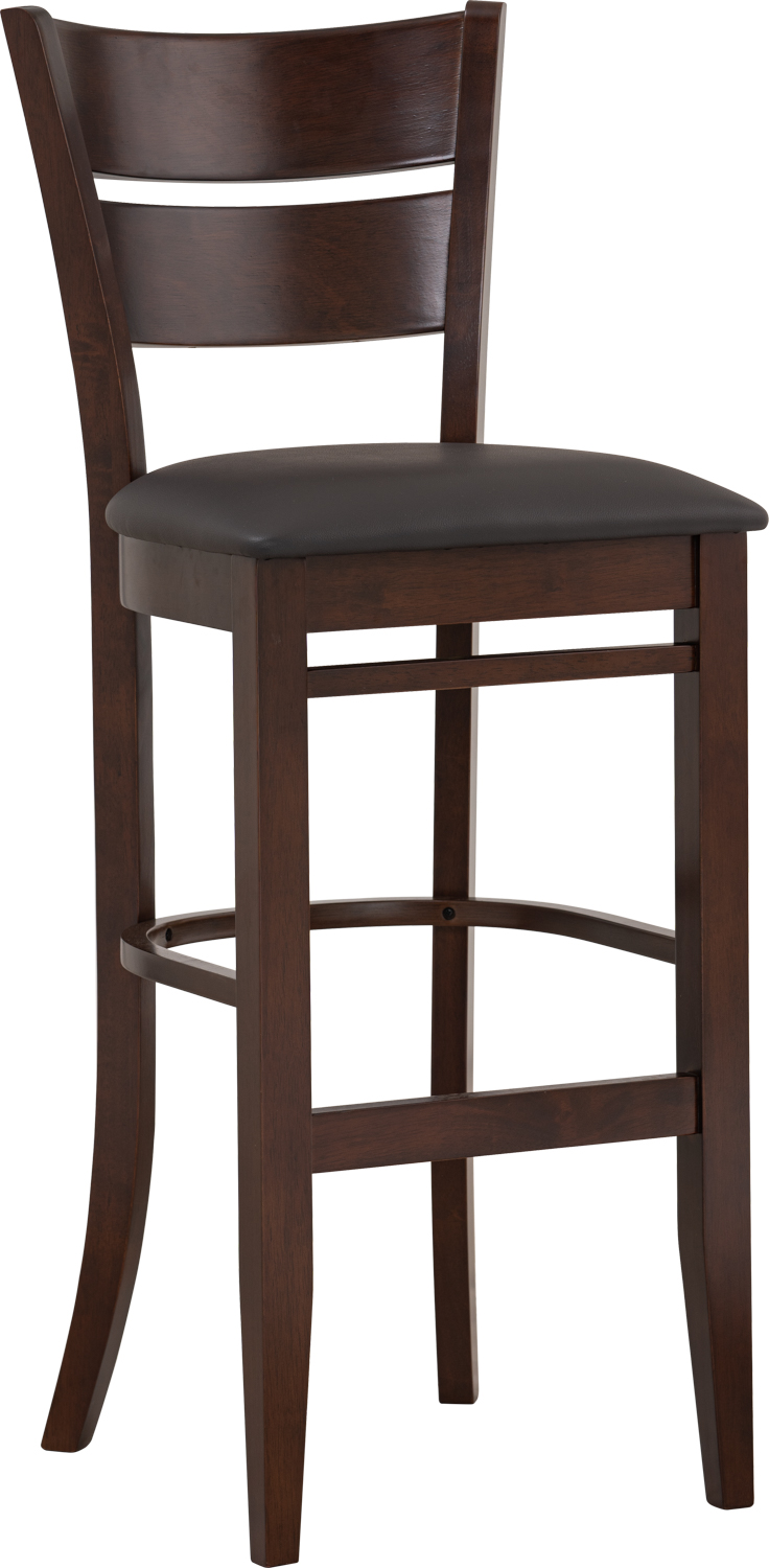 Grace solid wood bar stool faux leather dark brown